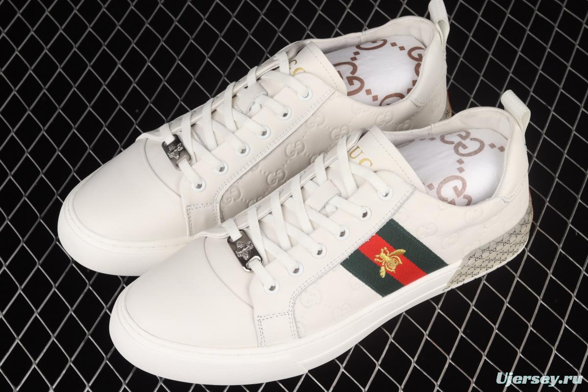 Gucci Ace White embroidered little bee board shoes