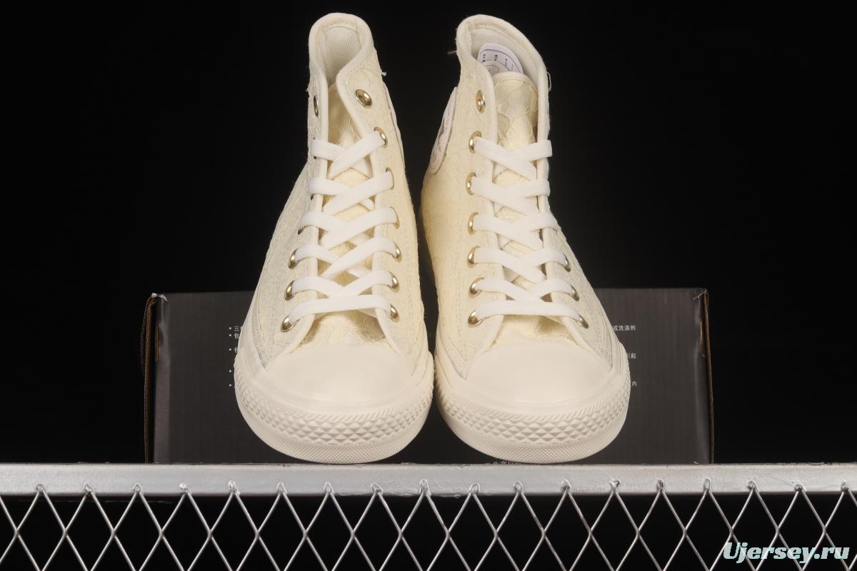 Converse Chuck Taylor All Star Cream Lace High Top Sneakers A01775C