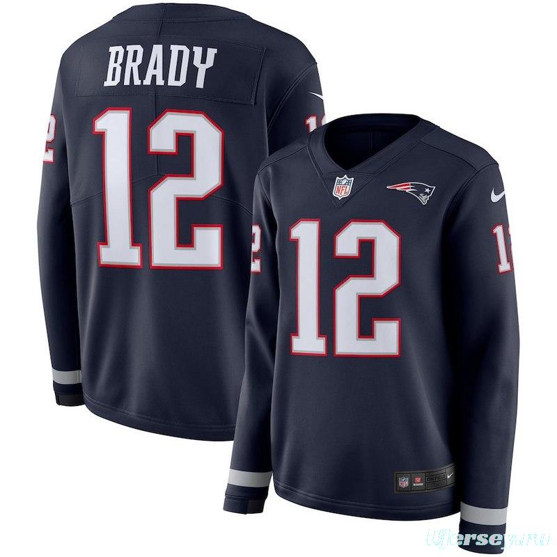 Women's Tom Brady New Black Therma Long Sleeve Player Limited Team Jersey