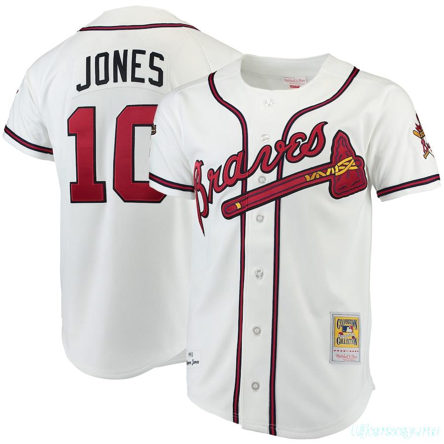 Men's Chipper Jones White Throwback Jersey