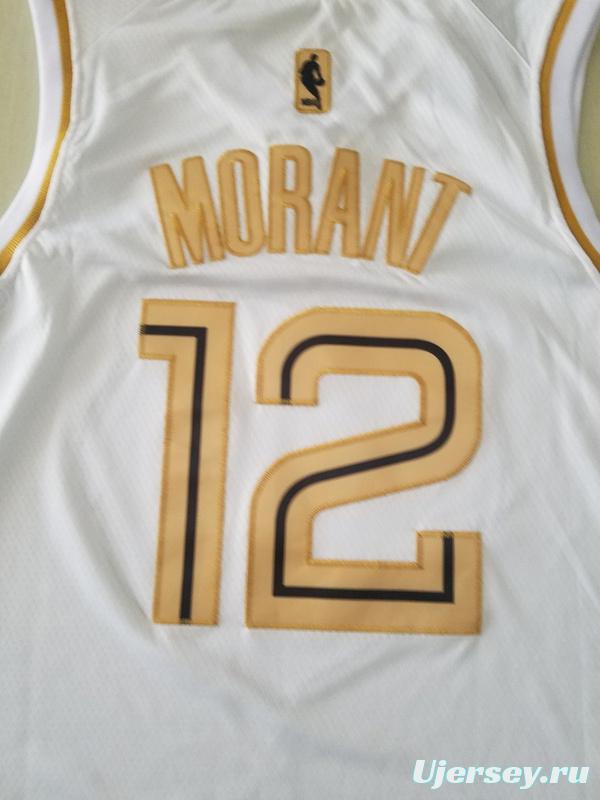 Ja Morant 12 White Golden Edition Jersey