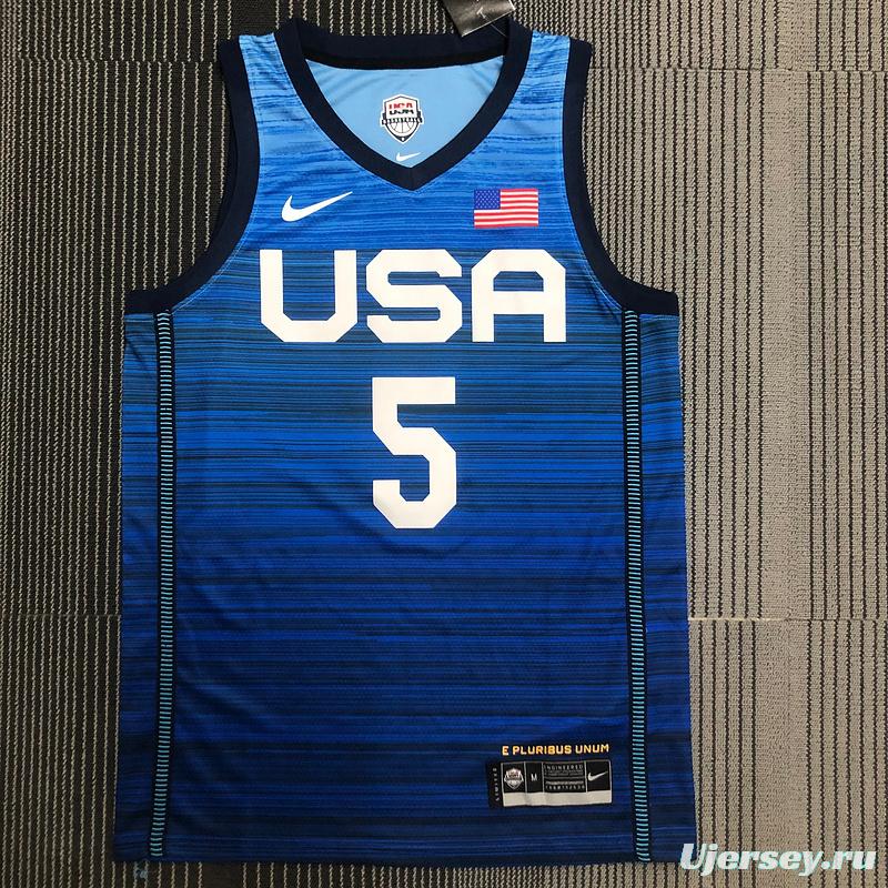 Thai Version Men's Zach LaVine Navy USA Basketball Player Jersey