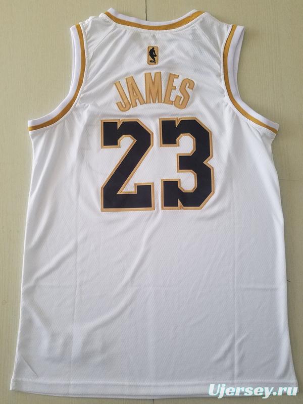 LeBron James 23 White Golden Edition Jersey