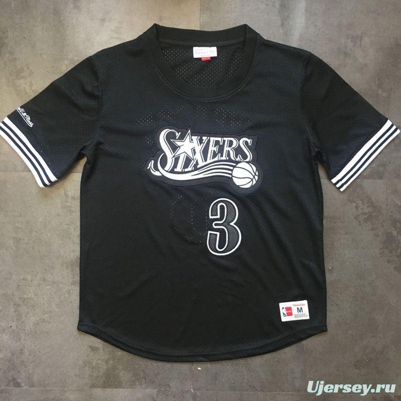 Men's Allen Iverson Black Retro Classic Team Short Sleeve Jersey