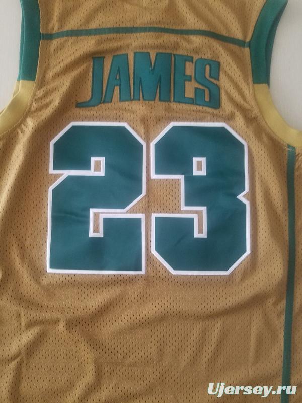 LeBron James 23 Irish High School Yellow Basketball Jersey