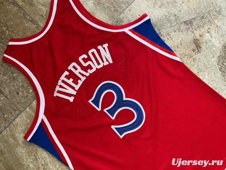 Men's Allen Iverson Red Retro Classic Team Jersey
