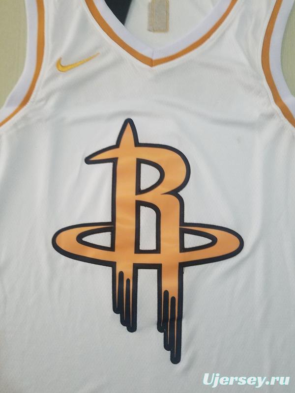 Russell Westbrook 0 White Golden Edition Jersey