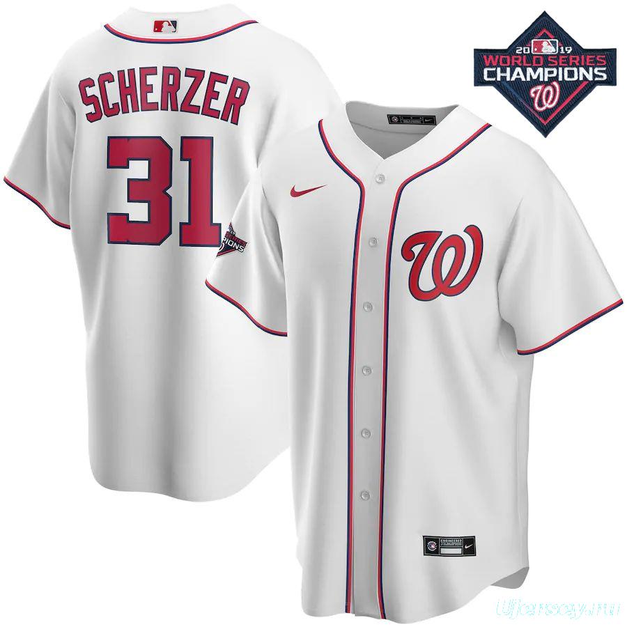 Men's Max Scherzer White 2019 World Series Champions Home Player Team Jersey