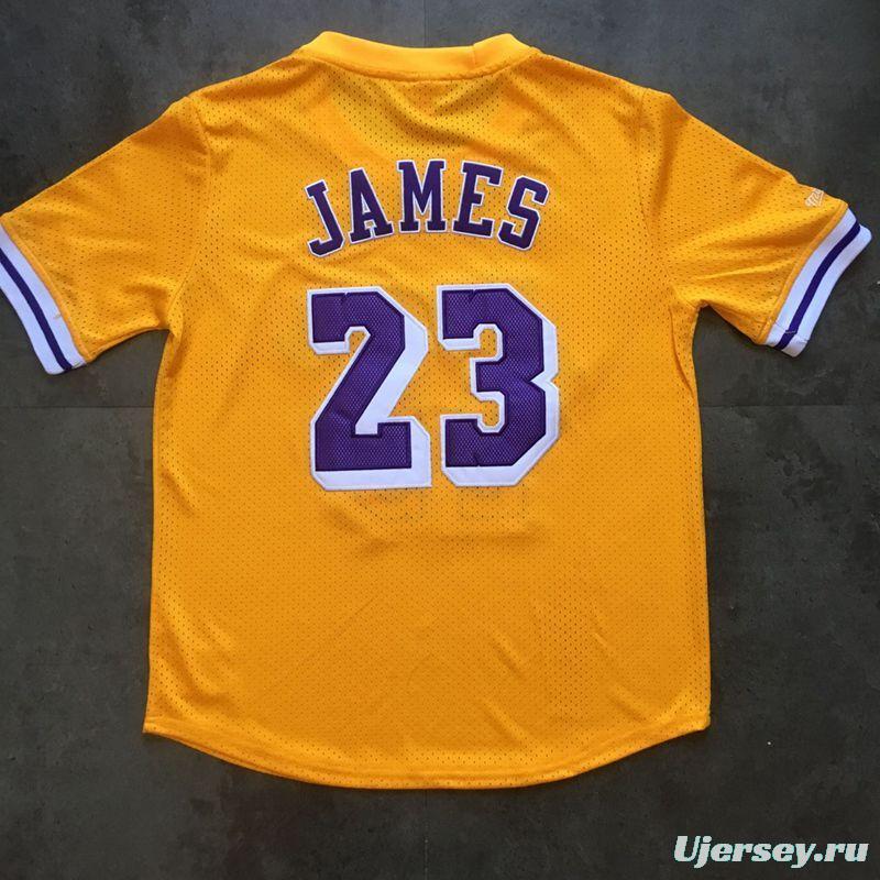 Men's LeBron James Yellow Retro Classic Team Short Sleeve Jersey