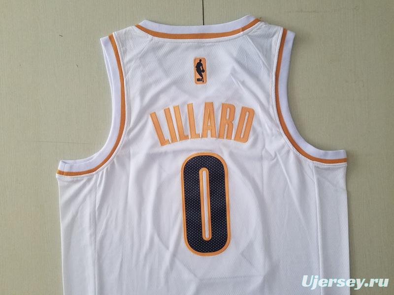 Damian Lillard 0 White Golden Edition Jersey