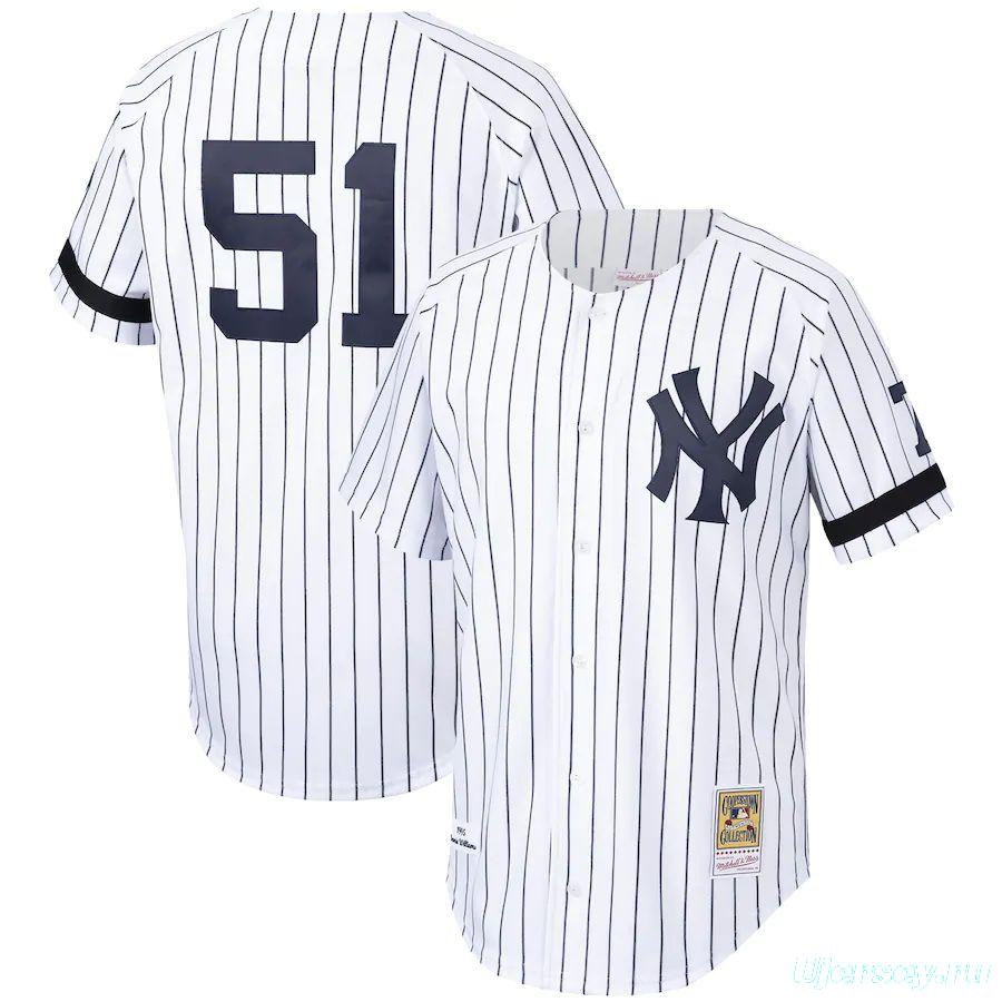 Men's Bernie Williams White Cooperstown Collection Throwback Jersey