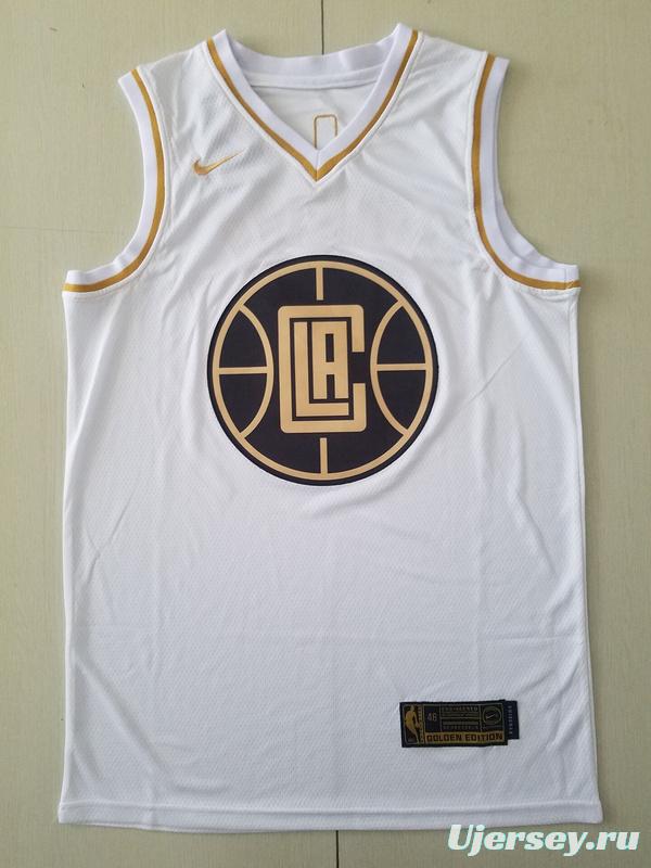 Paul George 13 White Golden Edition Jersey