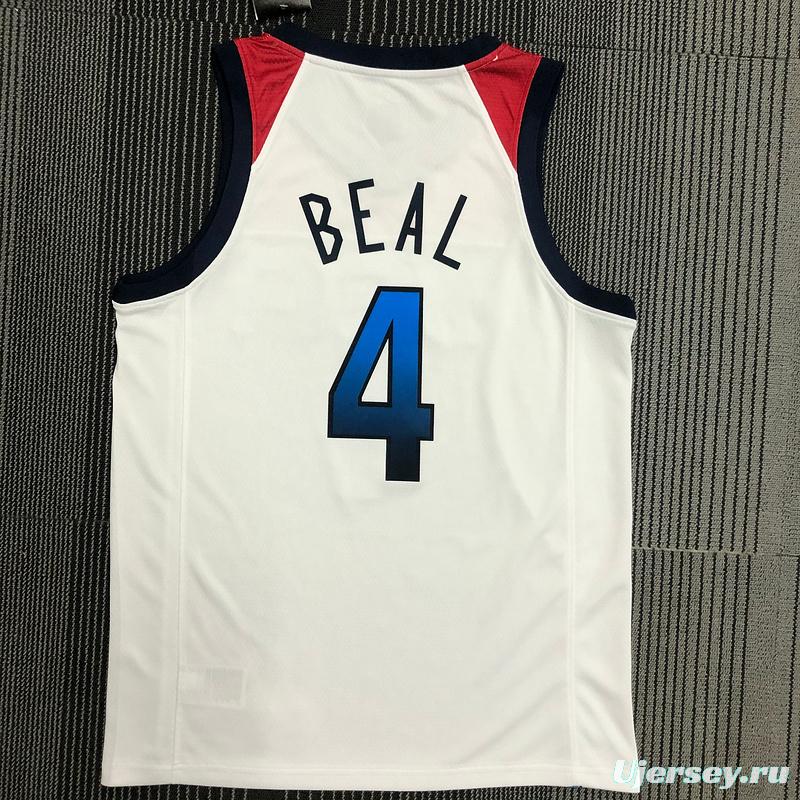 Thai Version Men's Bradley Beal White USA Basketball Player Jersey