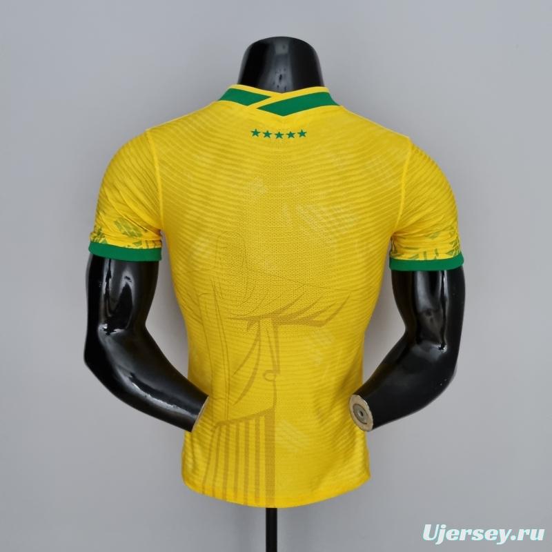 2022 Brazil Player Version Classic Yellow Soccer Jersey