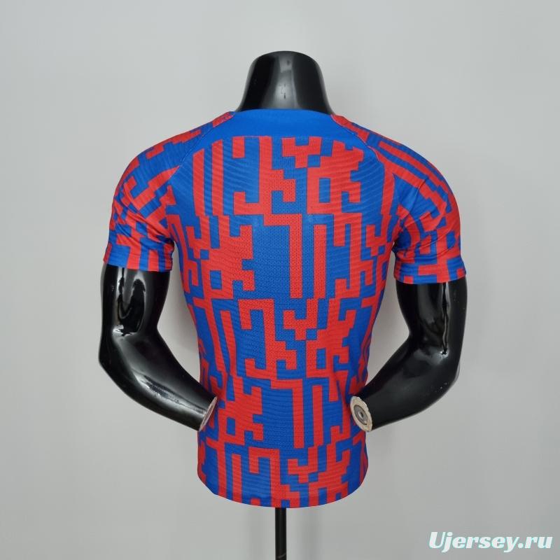 22/23 Barcelona Player Version Pre-match Jersey Red and Blue