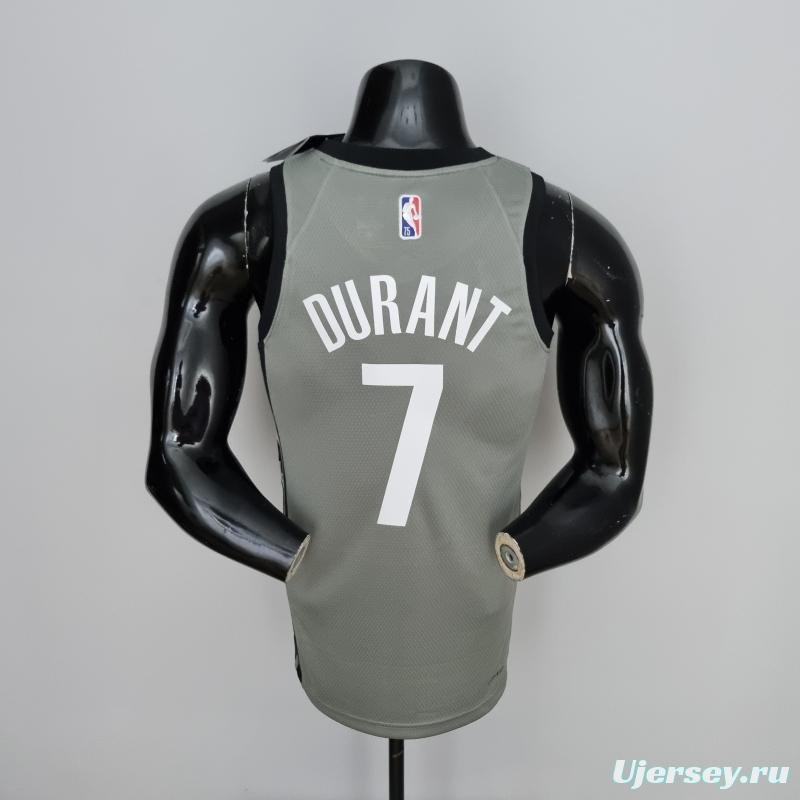 75th Anniversary Durant #7 Brooklyn Nets City Edition Gray NBA Jersey