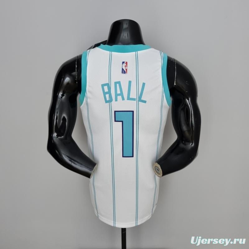 75th Anniversary BALL #1 Charlotte Hornets White NBA Jersey