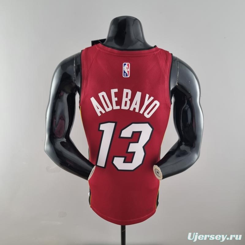 75th Anniversary Miami Heat Jordan ADEBAYO#13 Burgundy NBA Jersey