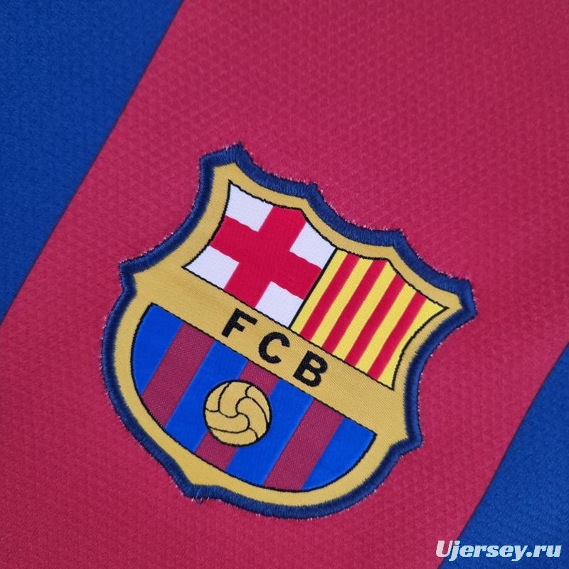 Retro 10/11 Barcelona Long Sleeve Home Soccer Jersey