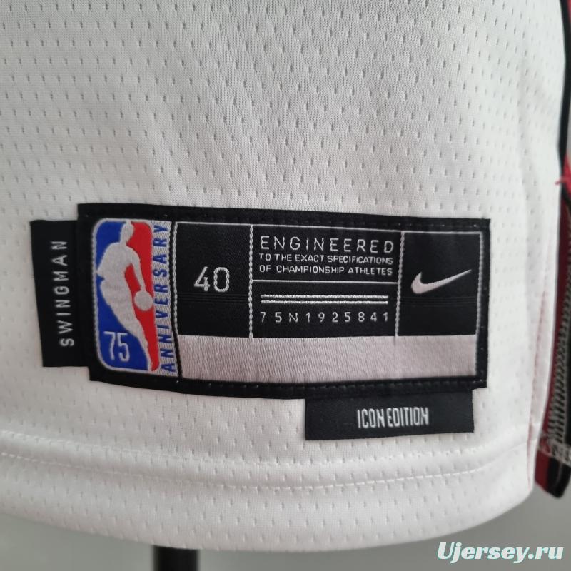 75th Anniversary Miami Heat WADE #3 White NBA Jersey