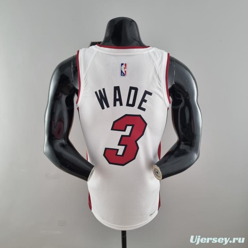 75th Anniversary Miami Heat WADE #3 White NBA Jersey