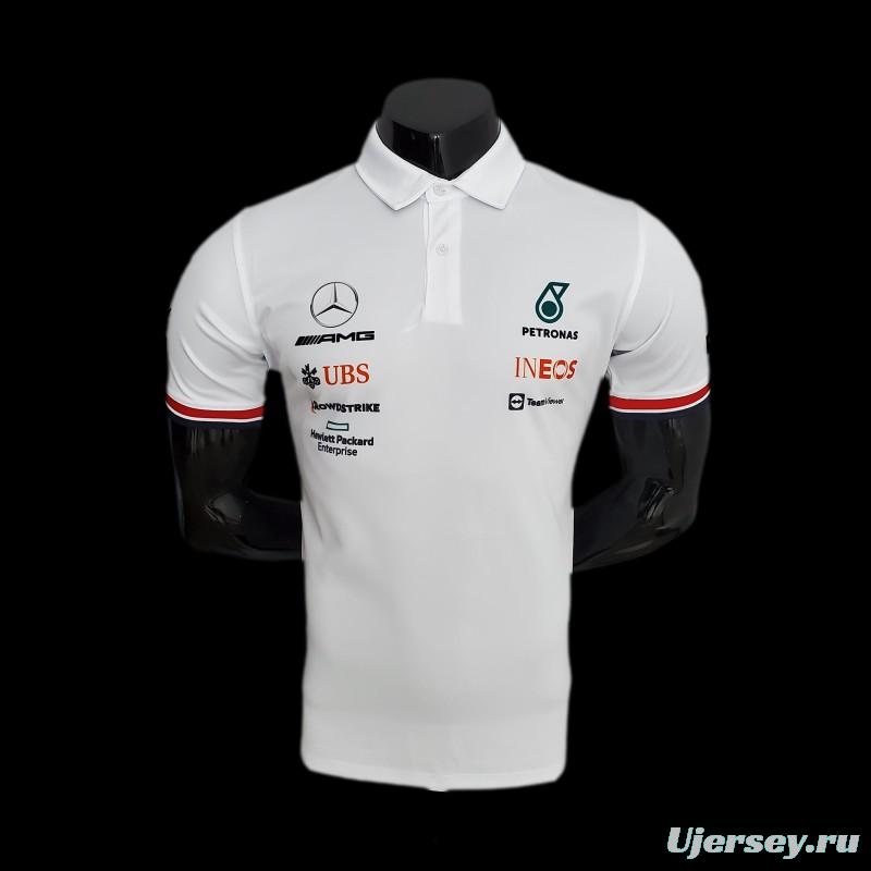 F1 Formula One 2022 Racing Suit Mercedes Polo White 