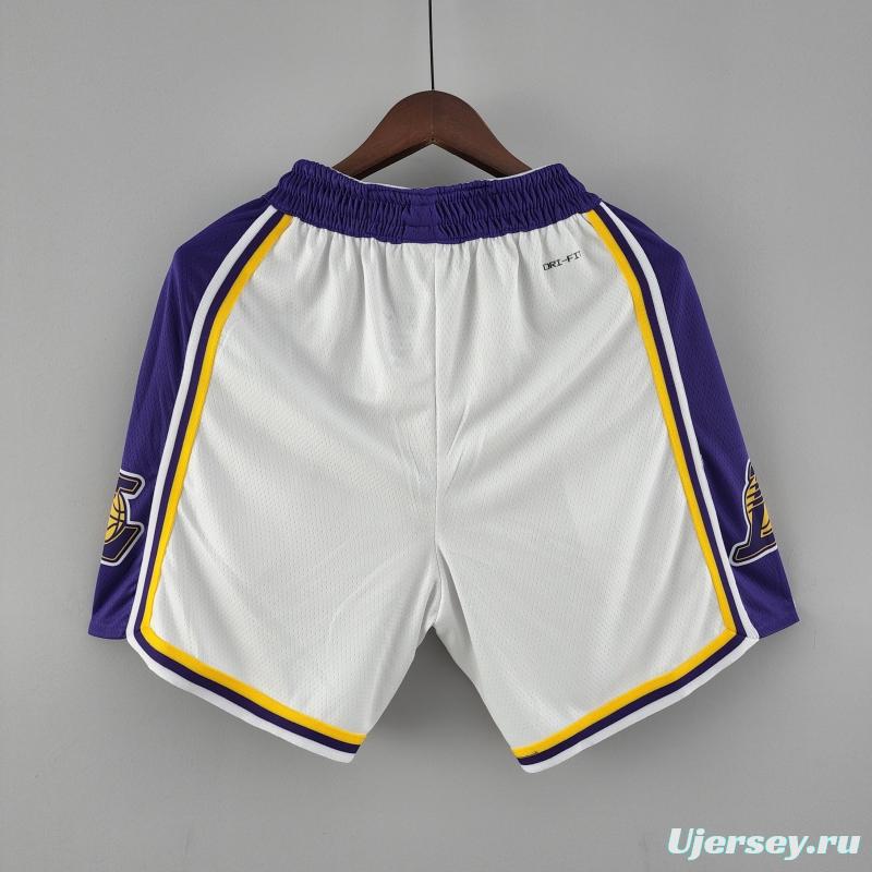 75th Anniversary Los Angeles Lakers White NBA Shorts 