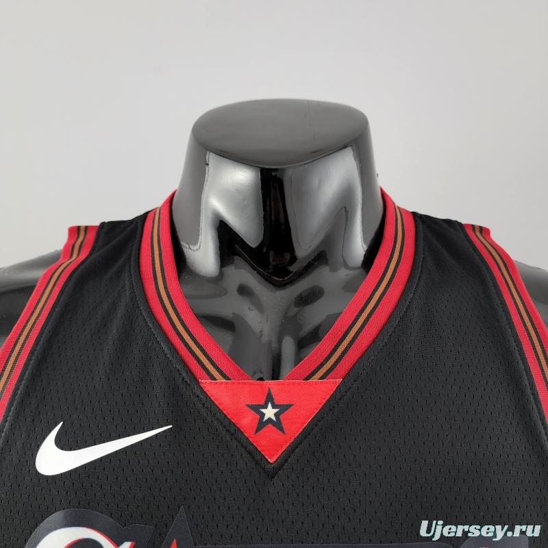 Retro Philadelphia 76ers Iverson #3 Big Meteor Black NBA Jersey 