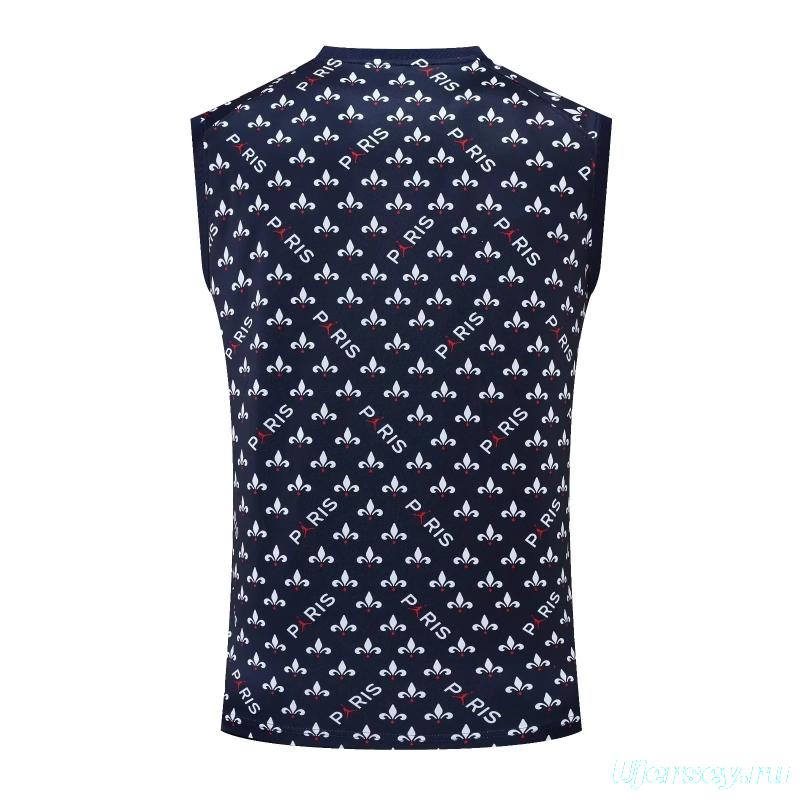 22/23PSG Royal Blue Flower Dot Pre-match Training Jersey Vest