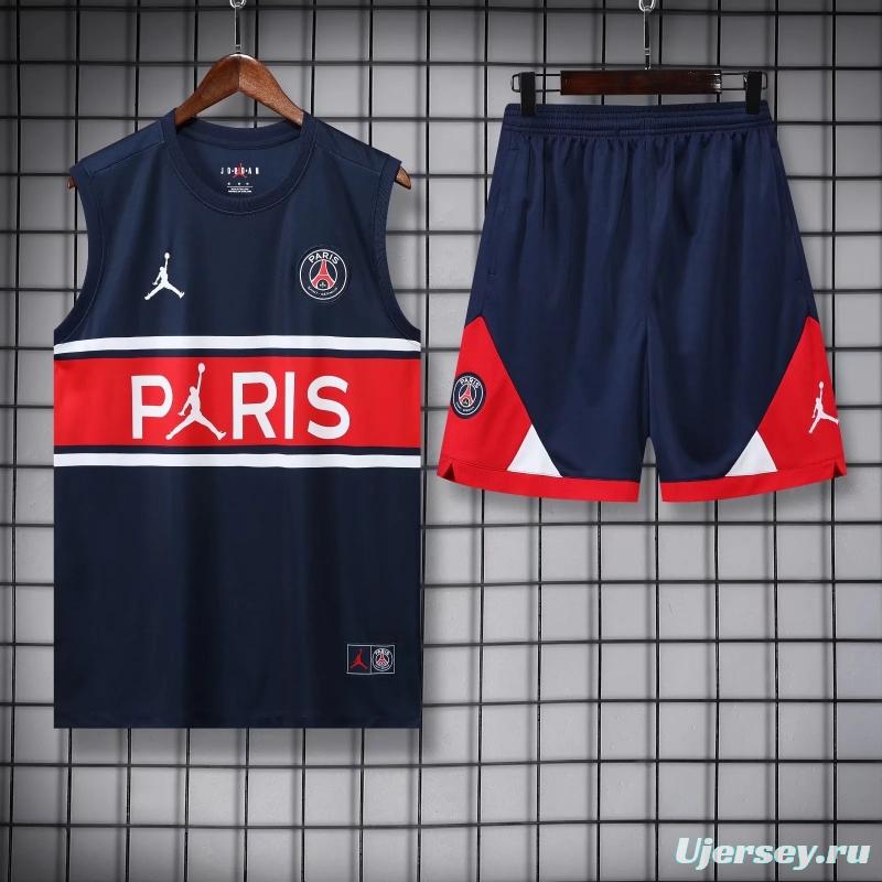 22/23PSG Royal Blue Red Bar Pre-match Training Jersey Vest