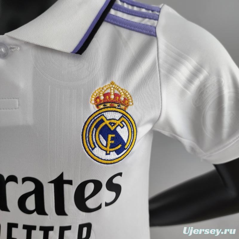 22/23 Kids Kit Real Madrid Home Size：16-28 Soccer Jersey