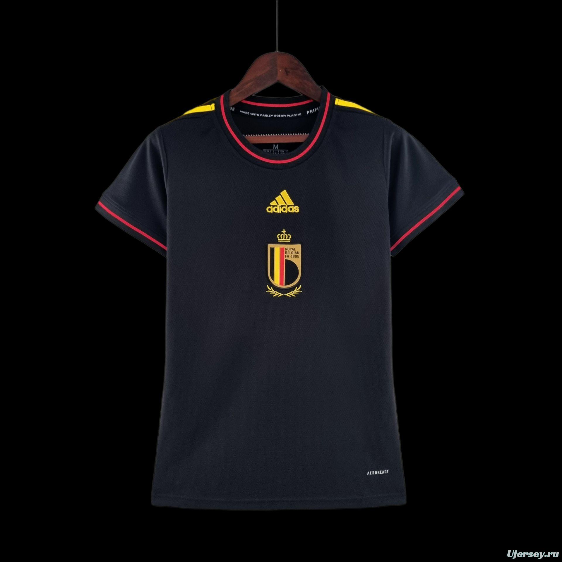 2022 Women Belgium Black Soccer Jersey