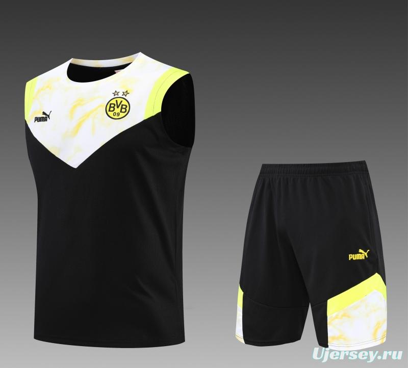 2022 Borussia Dortmund Vest Training Jersey Kit Black And White