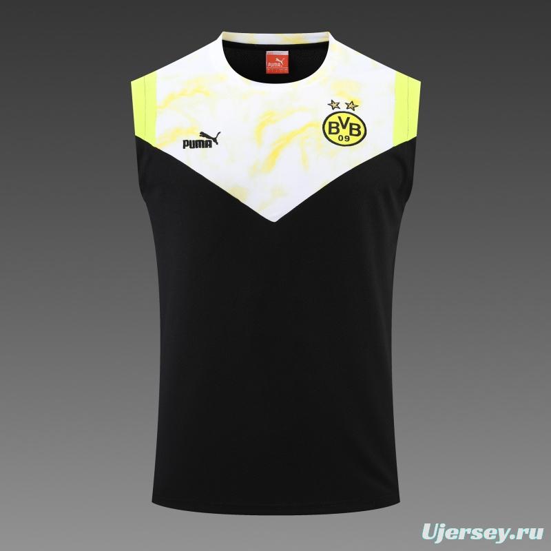 2022 Borussia Dortmund Vest Training Jersey Kit Black And White