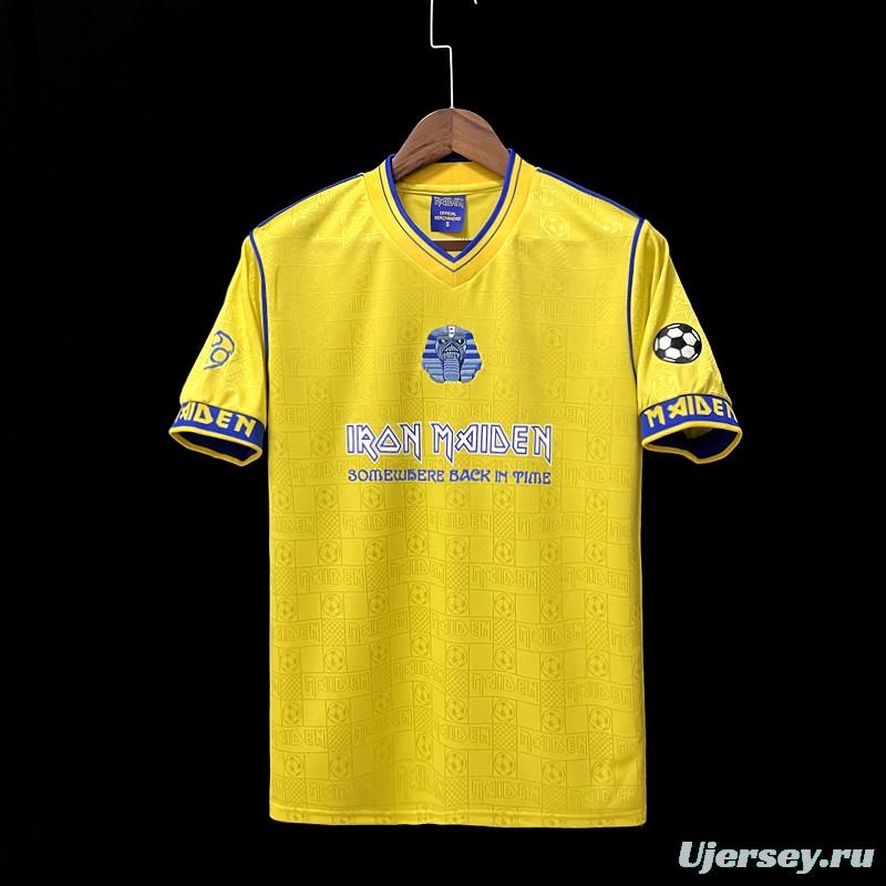 Retro 2008 West Ham Iron Maiden Yellow Jersey