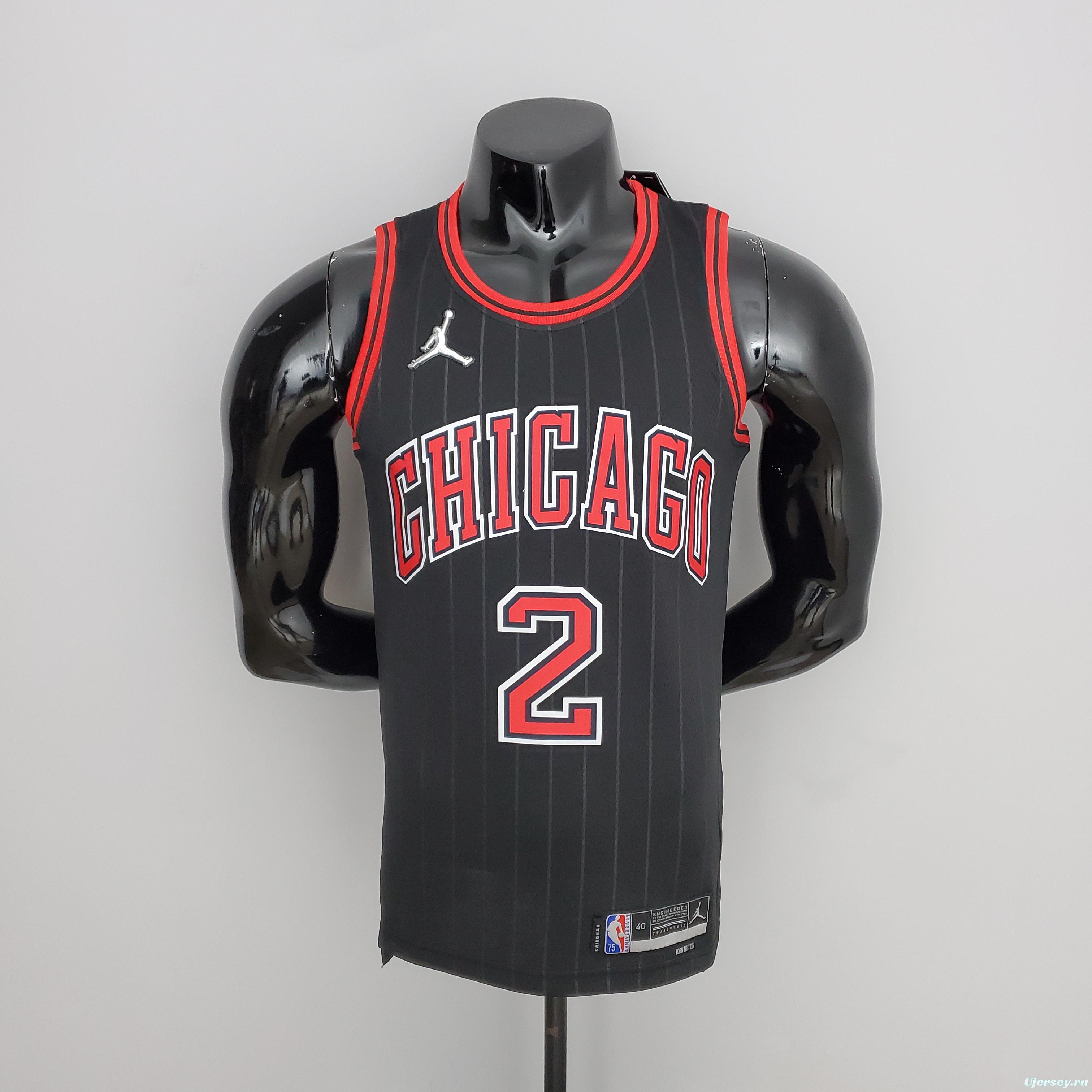 75th Anniversary Ball #2 Bulls Flyers Black NBA Jersey