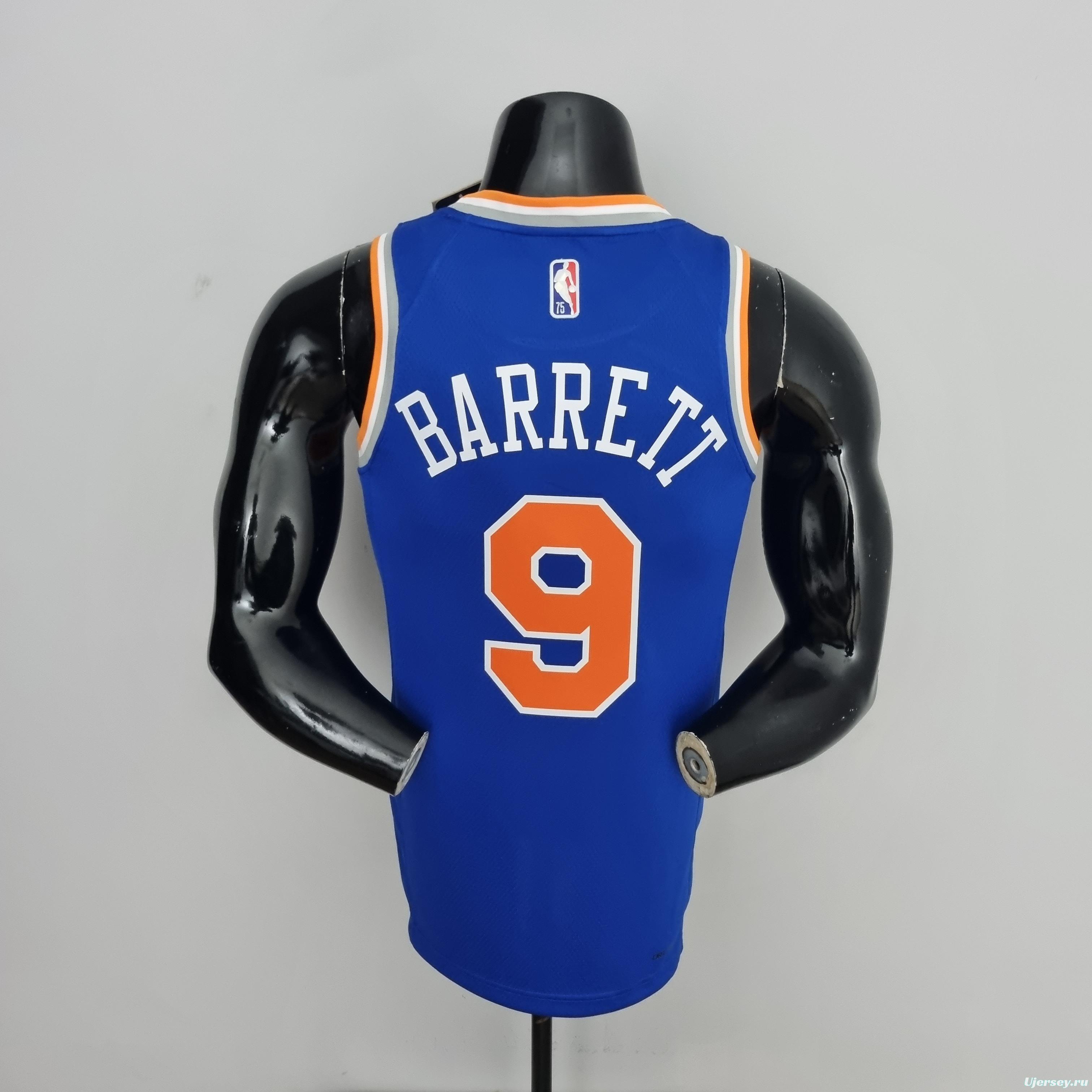 75th Anniversary Barrett #9 New York Knicks Blue NBA Jersey