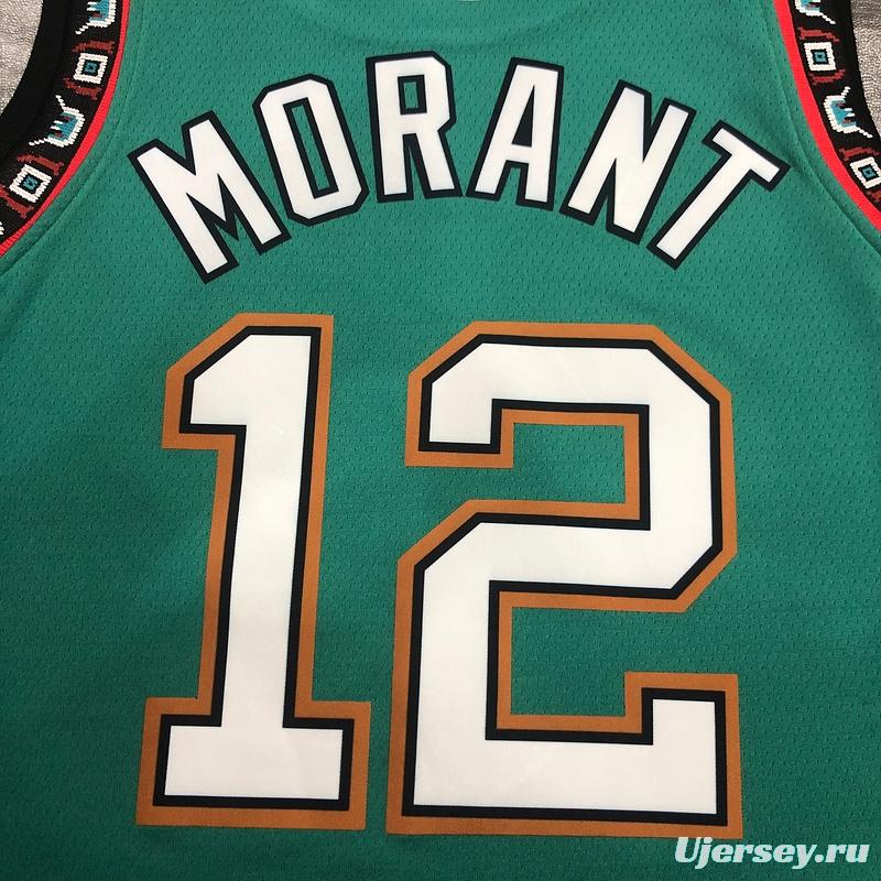 NBA Heat Pressed Men's Green Memphis Grizzlies #12 Ja Morant Basketball Jersey