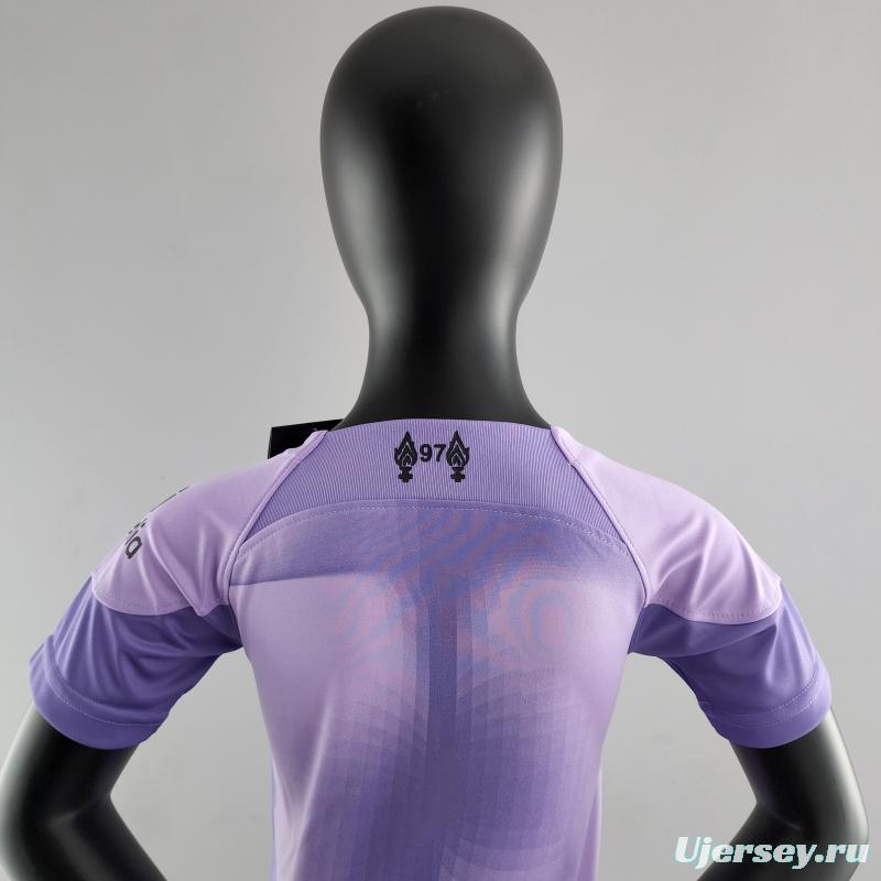 22/23 Liverpool Kids Kit Goalkeeper Purple Soccer Jersey