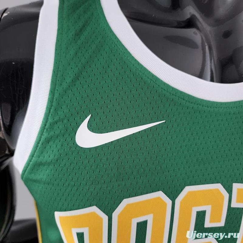 Boston Celtics Tatum #0 Green Gold NBA Jersey
