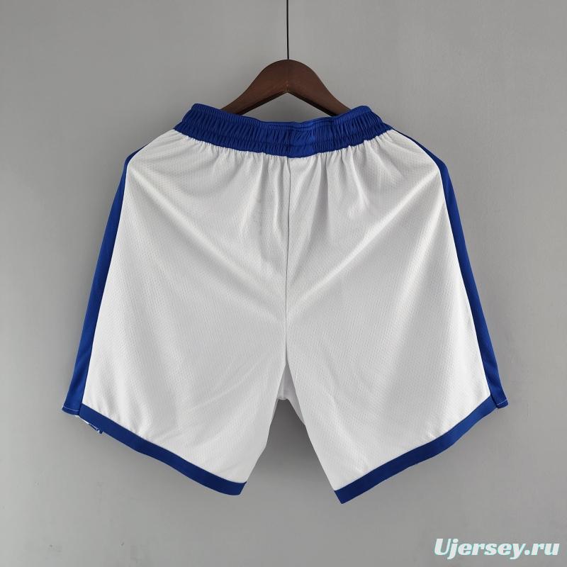 Golden State Warriors NBA Shorts White Blue Trim