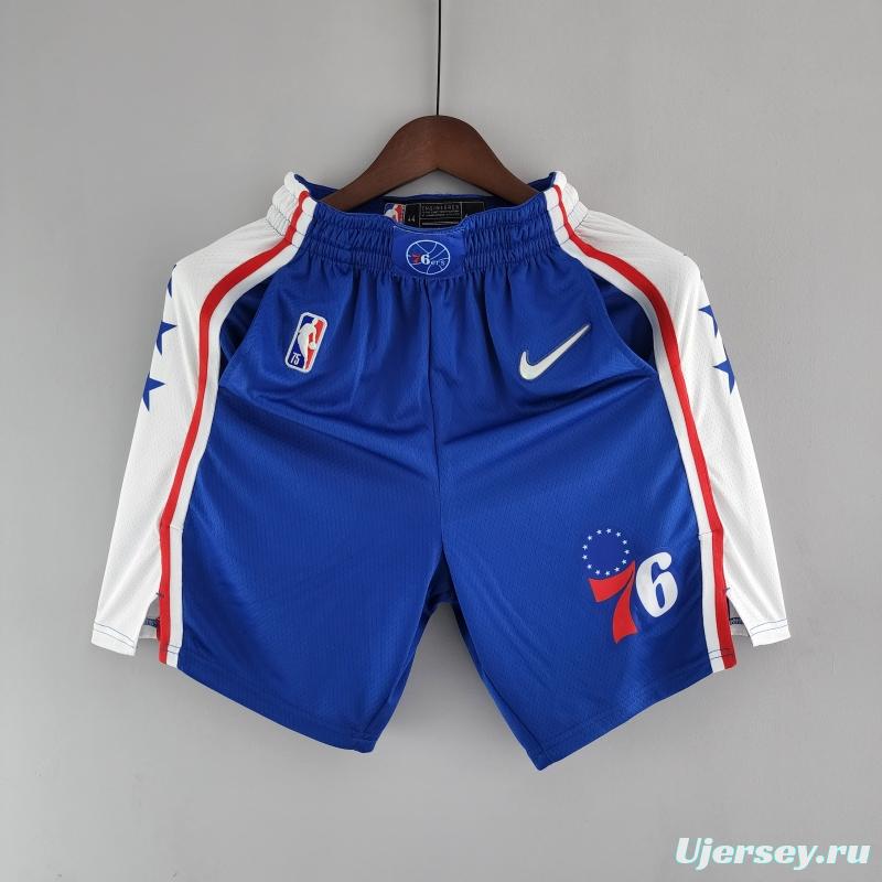 75th Anniversary Philadelphia 76ers NBA Shorts Blue White