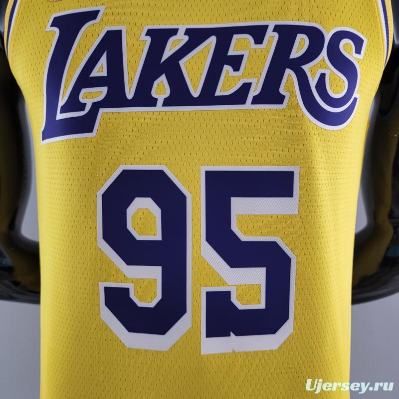 75th Anniversary TOSCANO #95 Los Angeles Lakers Yellow NBA Jersey