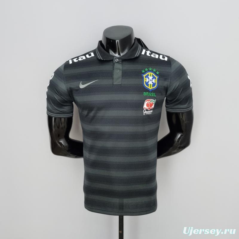 2022 Brazil Polo Black Stripe Jersey