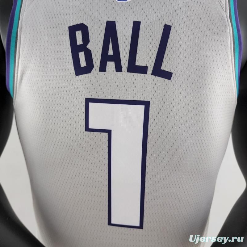 2019 Ball #1 Charlotte Hornets Grey NBA Jersey