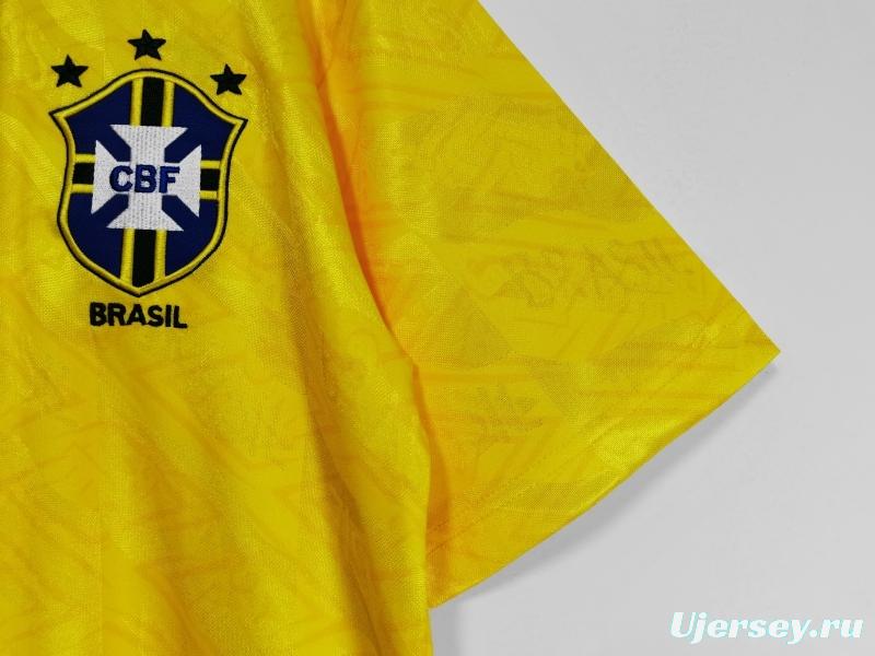 Retro 1991/93 Brazil Home Soccer Jersey