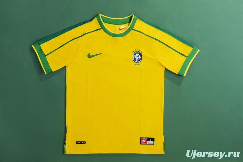 Retro 1998 Brazil Home Soccer Jersey