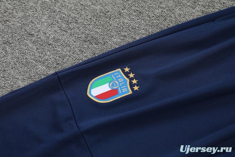 2022 Italy Blue Half Zipper Tracksuit