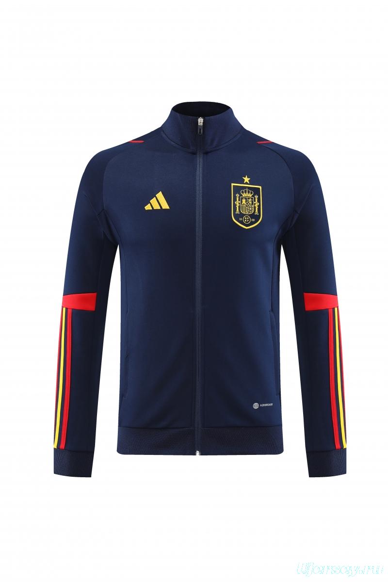 2022 Spain Navy Full Zipper Tracksuit