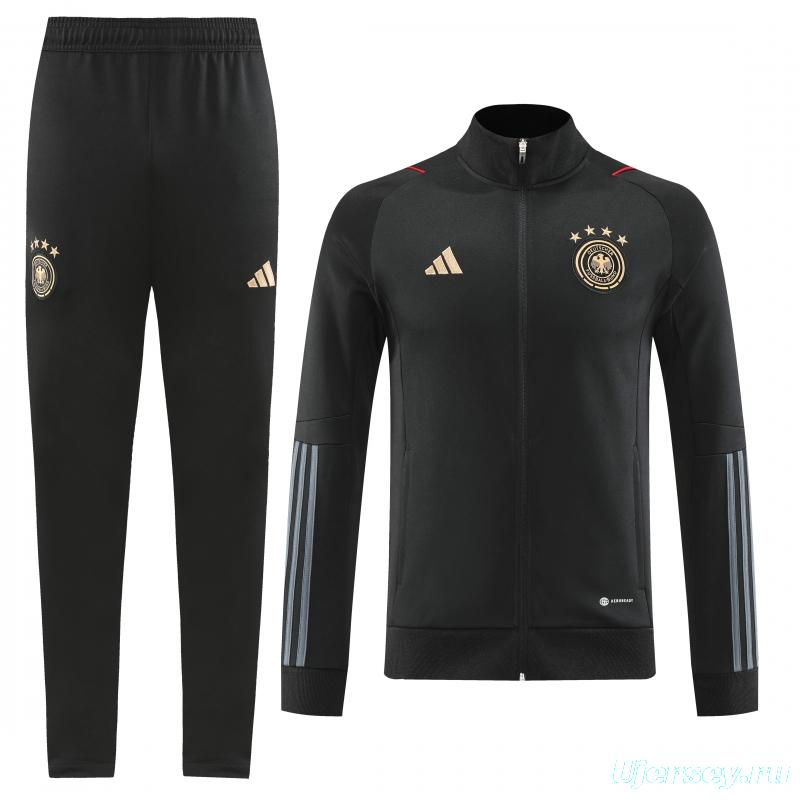 2022 Germany Black Full Zipper Tracksuit